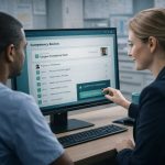 Manager going through competency reviews with an employee