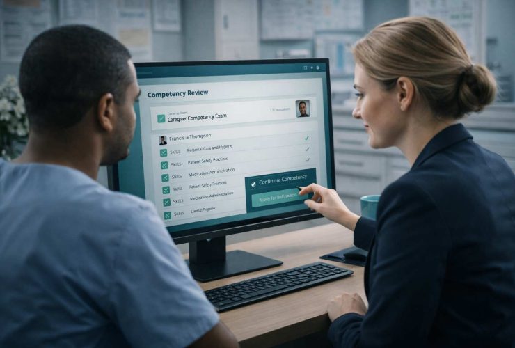 Manager going through competency reviews with an employee