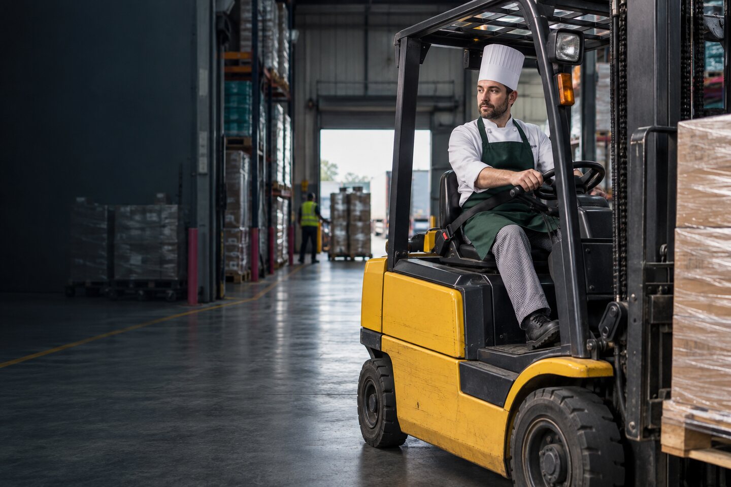 A skilled worker shown in completely the wrong workplace context.